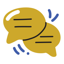 A graphic icon of two chat bubbles
