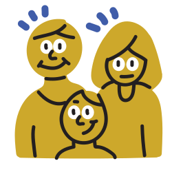 A graphic icon of a family