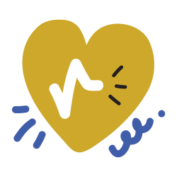A graphic icon of a heart