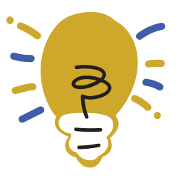 A graphic icon of a light bulb