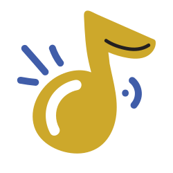 A graphic icon of a music symbol